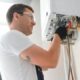 Professional technician checking natural gas boiler - qualified boiler service